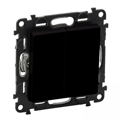 Legrand Valena Life Black переключатель двухклавишный 10А 250В с лицевой панелью. Безвинтовые зажимы, антрацит. 756308 - фото 77116