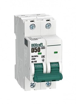Dekraft Автоматический выключатель 2Р 50А х-ка D ВА-103 6кА 12358DEK - фото 79475