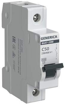 IEK GENERICA Авт. выкл. ВА47-29М 1P 50А 4,5кА C MVA21-1-050-C-G - фото 80132