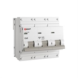 EKF Автоматический выключатель 3P 63А (C) 10kA ВА 47-100M без теплового расцепителя PROxima mcb47100m-3-63C-pro - фото 81395