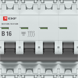 EKF Автоматический выключатель 4P 16А (B) 6кА ВА 47-63N PROxima M636416B - фото 81413