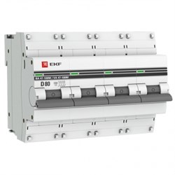 EKF PROxima ВА 47-100M Автоматический выключатель  (D) 4P 80А  10kA с электромагнитным расцепителем mcb47100m-4-80D-pro - фото 81552