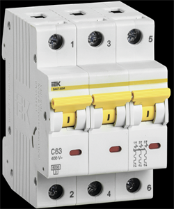 IEK KARAT Выключатель автоматический ВА47-60M 3Р 3А 6кА С MVA31-3-003-C - фото 82155