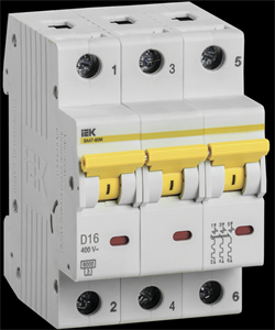 IEK KARAT Выключатель автоматический ВА47-60M 3Р 16А 6кА D MVA31-3-016-D - фото 82164