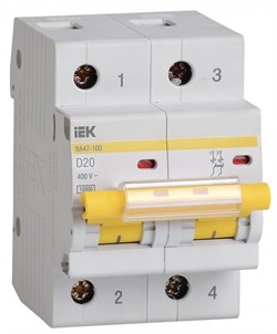 IEK KARAT Автоматический выключатель ВА47-100 2Р 20А 10кА характеристика D MVA40-2-020-D - фото 82296