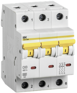 IEK KARAT Автоматический выключатель ВА47-60M 4Р 50А 6кА С MVA31-4-050-C - фото 82360