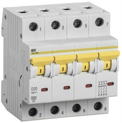 IEK KARAT Автоматический выключатель ВА47-60M 4Р 20А 6кА D MVA31-4-020-D - фото 82384