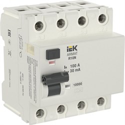 IEK ARMAT ВДТ R10N 4P 100А 30мА тип AC AR-R10N-4-100C030 - фото 84138