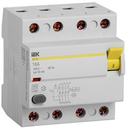IEK KARAT УЗО ВД1-63 4Р 16А 10мА тип А MDV11-4-016-010 - фото 84161