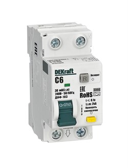 Dekraft АВДТ 1P+N 6А 30мА A х-ка C ДИФ-103 6кА 16345DEK - фото 84668