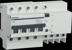 IEK GENERICA Диф. автомат АД14 4Р 50А 300мА MAD15-4-050-C-300 - фото 84779