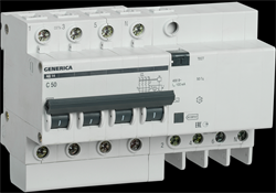 IEK GENERICA Диф. автомат АД14 4Р 50А 100мА MAD15-4-050-C-100 - фото 84792