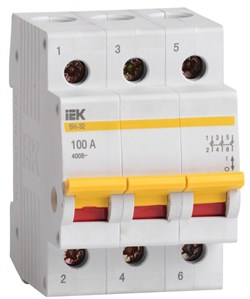 IEK KARAT Выключатель нагрузки (мини-рубильник) ВН-32 3Р 100А MNV10-3-100 - фото 85555
