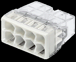 Wago клеммы для одножильных проводников; макс. 2,5 мм²; 8-проводн.; прозрачный корпус; светло-серая крышка 2273-208 - фото 86219