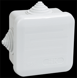 IEK Коробка КМ41236 распаячная для о/п 70х70х44 мм IP44 (RAL7035, 4 гермоввода, защелкивающаяся крышка) UKOZ11-070-070-040-K41-44 - фото 86400