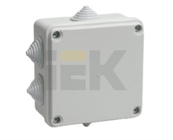 IEK Коробка КМ41234 распаячная для о/п 100х100х50мм IP55 (RAL7035, 6 гермовводов) UKO11-100-100-050-K41-55 - фото 86417