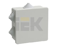 IEK Коробка КМ41235 распаячная для о/п 85х85х40мм IP44 (RAL7035, 6 гермовводов) UKO11-085-085-040-K41-44 - фото 86419