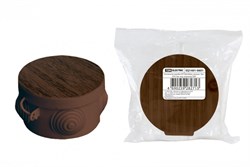 TDM Распаячная коробка ОП D65х40мм, крышка , "ЭКО" (венге), IP54, 4вх. инд. штрихкод SQ1401-0601 - фото 86496