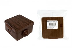 TDM Распаячная коробка ОП 65х65х50мм, крышка, "ЭКО" (венге), IP54, 4вх. инд. штрихкод SQ1401-0611 - фото 86502