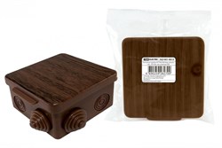 TDM Распаячная коробка ОП 100х100х55мм, крышка, "ЭКО" (венге), IP54, 8вх. инд. штрихкод SQ1401-0613 - фото 86507