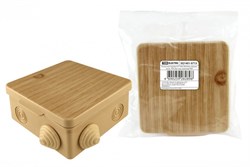 TDM Распаячная коробка ОП 100х100х55мм, крышка, "ЭКО" (сосна),  IP54, 8вх. инд. штрихкод SQ1401-0713 - фото 86515