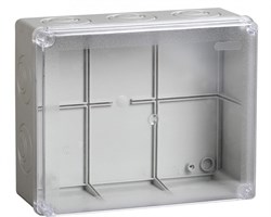 IEK Коробка КМ41275 распаячная для о/п 240х195х90 мм IP44 (RAL7035, прозр. кр., кабельные вводы 5 шт) UKO10-240-195-090-K51-44 - фото 86575