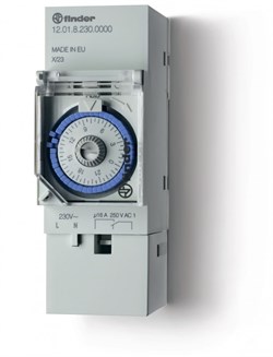Finder Реле времени механическое суточное; монтаж на рейку 35мм; 1СO 16A; питание 230В АC; ширина 35.8мм; степень защиты IP20 120182300000 - фото 87588