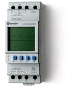 Finder Реле времени цифровое недельное; монтаж на рейку 35мм; 2СO 16A; питание 24В АC/DC; ширина 35.8мм; степень защиты IP20; упаковка 1шт. 122200240000PAS - фото 87595