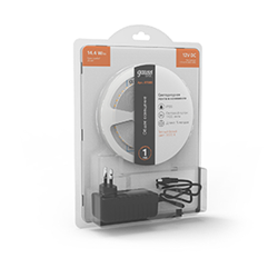 Gauss Лента Basic в комплекте 12V 14,4W/m 1400lm/m 3000K IP20 LED 5m 1/50 BT085 - фото 88078