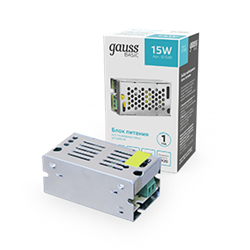 Gauss Блок питания Basic 12V 15W IP20 1/200 BT500 - фото 88185