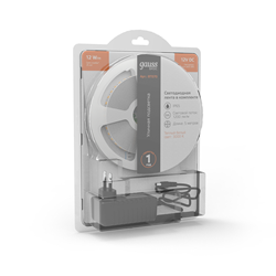 Gauss Лента Basic в комплекте 12V 12W/m 1200lm/m 3000K IP65 LED 5m 1/50 BT070 - фото 88259