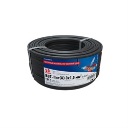 Кабель силовой медный ВВГ-Пнг(А) 3x1,5 мм², длина 50 метров, ГОСТ 31996-2012, ТУ 16-705.499-2010 Rexant 01-8215-50 - фото 88657