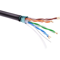 DKC Кабель витая пара кат. 5E экранированный F/UTP, 4 пары, светостабилизированный ПЭ, цвет внешней оболочки черный, катушка 305 м RN5EFUKPEBK - фото 89324