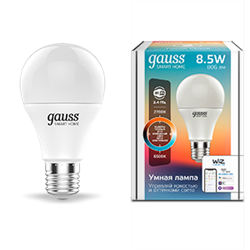Gauss Лампа Smart Home A60 8,5W 806lm 2700-6500К E27 изм.цвет.темп.+диммирование LED 1130112 - фото 89348