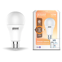 Gauss Лампа Smart Home A60 10W 1055lm 2700К E27 диммируемая LED 1070112 - фото 89353