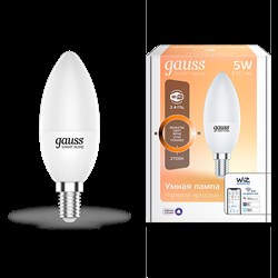 Gauss Лампа Smart Home С37 5W 470lm 2700К Е14 диммируемая LED 1100112 - фото 89357