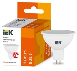 IEK Лампа светодиодная ECO MR16 софит 7Вт 230В 3000К GU5.3 LLE-MR16-7-230-30-GU5 - фото 89402