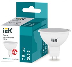 IEK Лампа светодиодная ECO MR16 софит 7Вт 230В 4000К GU5.3 LLE-MR16-7-230-40-GU5 - фото 89404