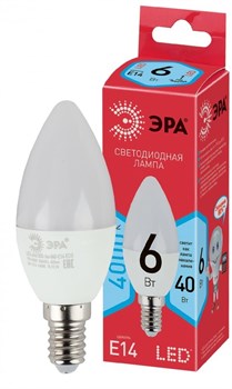 ЭРА Лампочка светодиодная RED LINE LED B35-6W-840-E14 R E14 / Е14 6 Вт свеча нейтральный белый свет Б0051057 - фото 89692