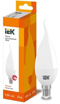 IEK Лампа светодиодная ECO CB35 свеча на ветру 5Вт 230В 3000К E14 LLE-CB35-5-230-30-E14 - фото 89717