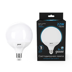 Gauss Лампа G125 22W 1840lm 6500K E27 LED 105102322 - фото 89744