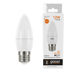 Gauss Лампа Elementary Свеча 12W 950lm 3000K E27 LED 30212 - фото 89758