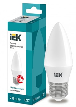 IEK Лампа светодиодная ECO C35 свеча 7Вт 230В 4000К E27 LLE-C35-7-230-40-E27 - фото 89780