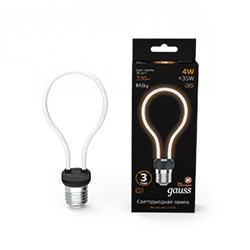 Gauss Лампа Filament Artline А72 4W 330lm 2700К Е27 milky LED 1004802104 - фото 89924