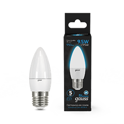 Gauss Лампа Свеча 9.5W 950lm 6500К E27 LED 1/10/50 103102310 - фото 89962