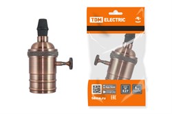 TDM Патрон подвесной Е27 с выключателем, металлический "Лофт", медь SQ0335-0069 - фото 90072