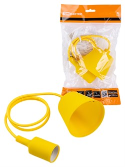 TDM Патрон пластиковый Е27 с подвесом 1 м, желтый SQ0335-0065 - фото 90096