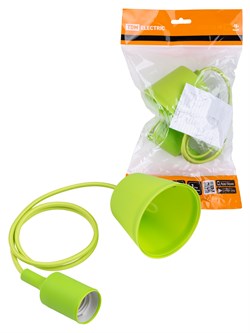 TDM Патрон пластиковый Е27 с подвесом 1 м, зеленый SQ0335-0064 - фото 90097