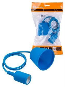 TDM Патрон пластиковый Е27 с подвесом 1 м, синий SQ0335-0066 - фото 90102