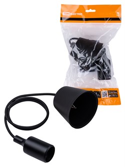 TDM Патрон пластиковый Е27 с подвесом 1 м, черный SQ0335-0062 - фото 90104